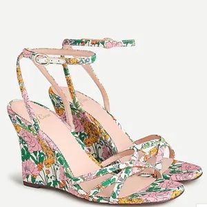 NEW J Crew Wedge Liberty of London Patchwork Dream Floral Shoes Sandals Petunia